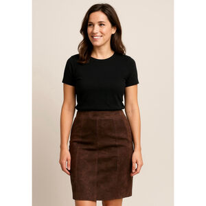 Women's Eddy & Co Chocolate Brown Genuine Suede Pencil Skirt 2P Quiet Luxury Y2K